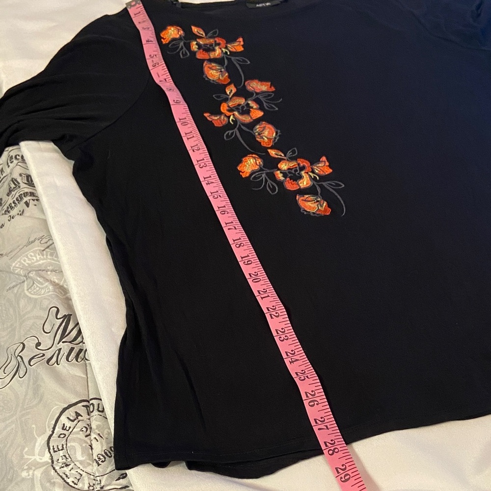Apt. 9 Black Tunic with Orange Floral Embroidery - Picture 4 of 9